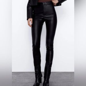 Zara Split Hem Leather Pants